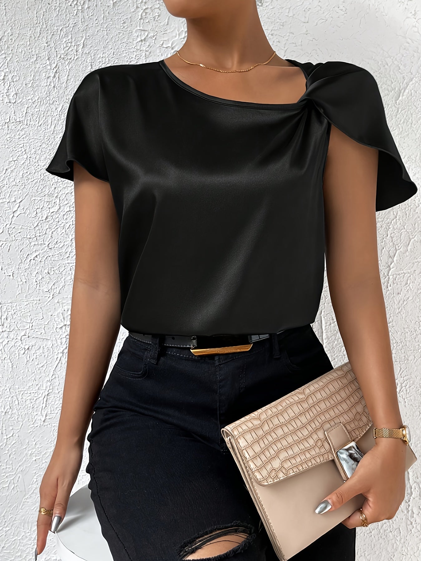 Loretta Stylish Top Featuring Distinctive Shoulder Design