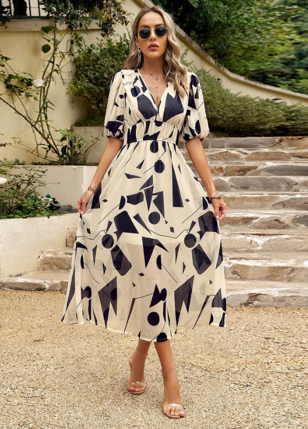 Estella | Elegant Floral Midi Dress