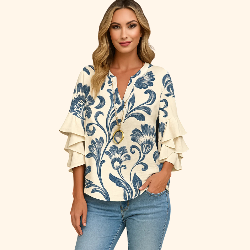 SERENA Retro Floral Pattern Top