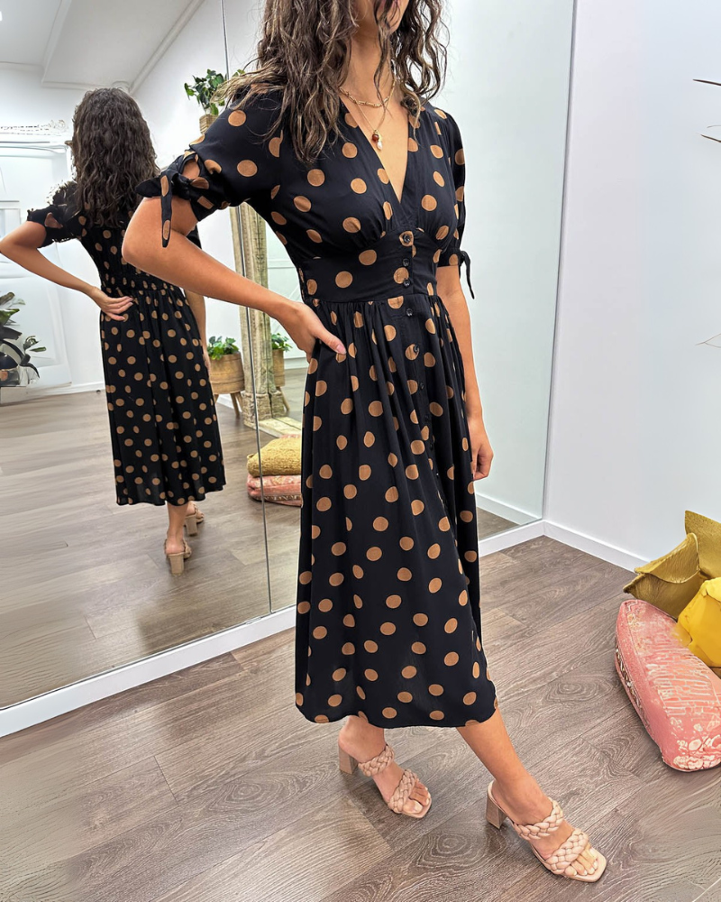 Aika | Flared Polka Dot Dress