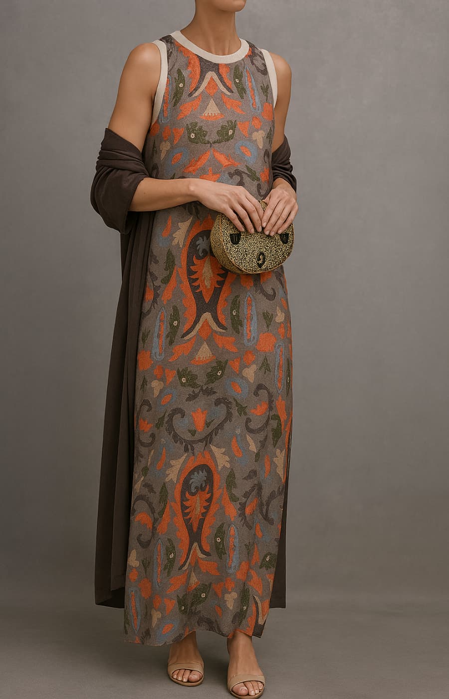 Rosalina | Chic Long Dress with Matching Stole
