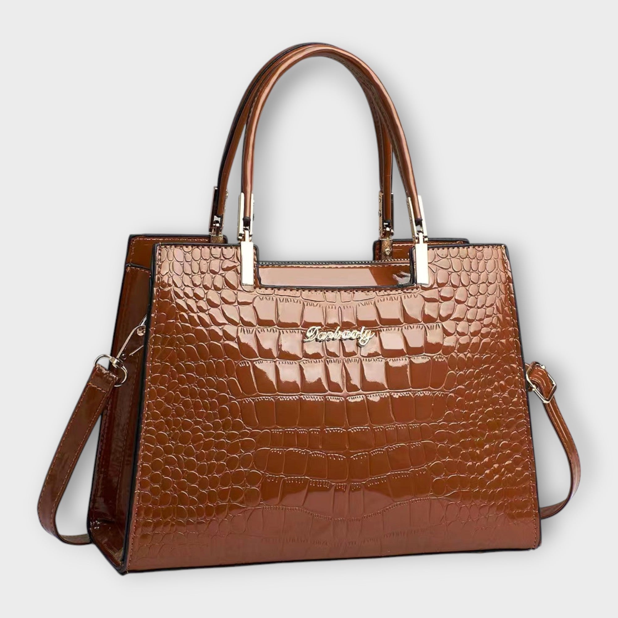 Claire - Glossy Crocodile Leather Pattern Handbag