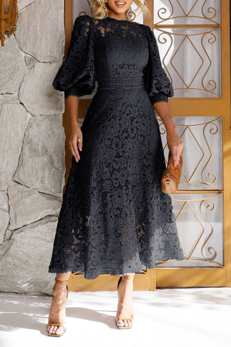 Layla | Lace-Trimmed Lantern Dress