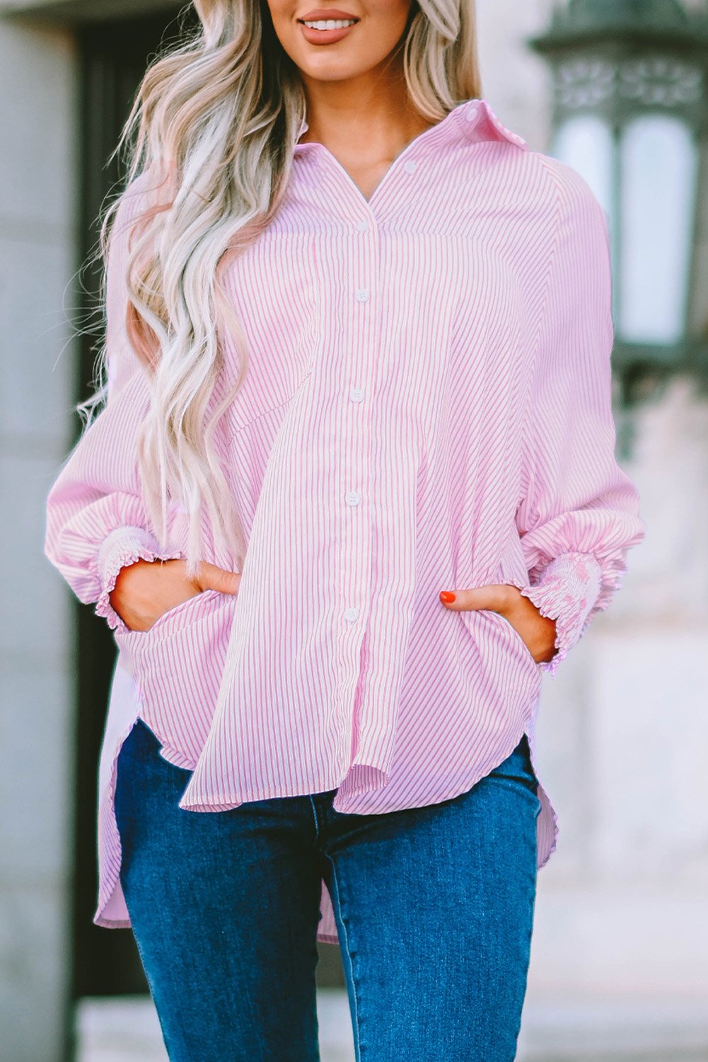 Mid-Length Button-Up Top