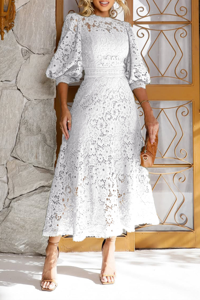 Layla | Lace-Trimmed Lantern Dress
