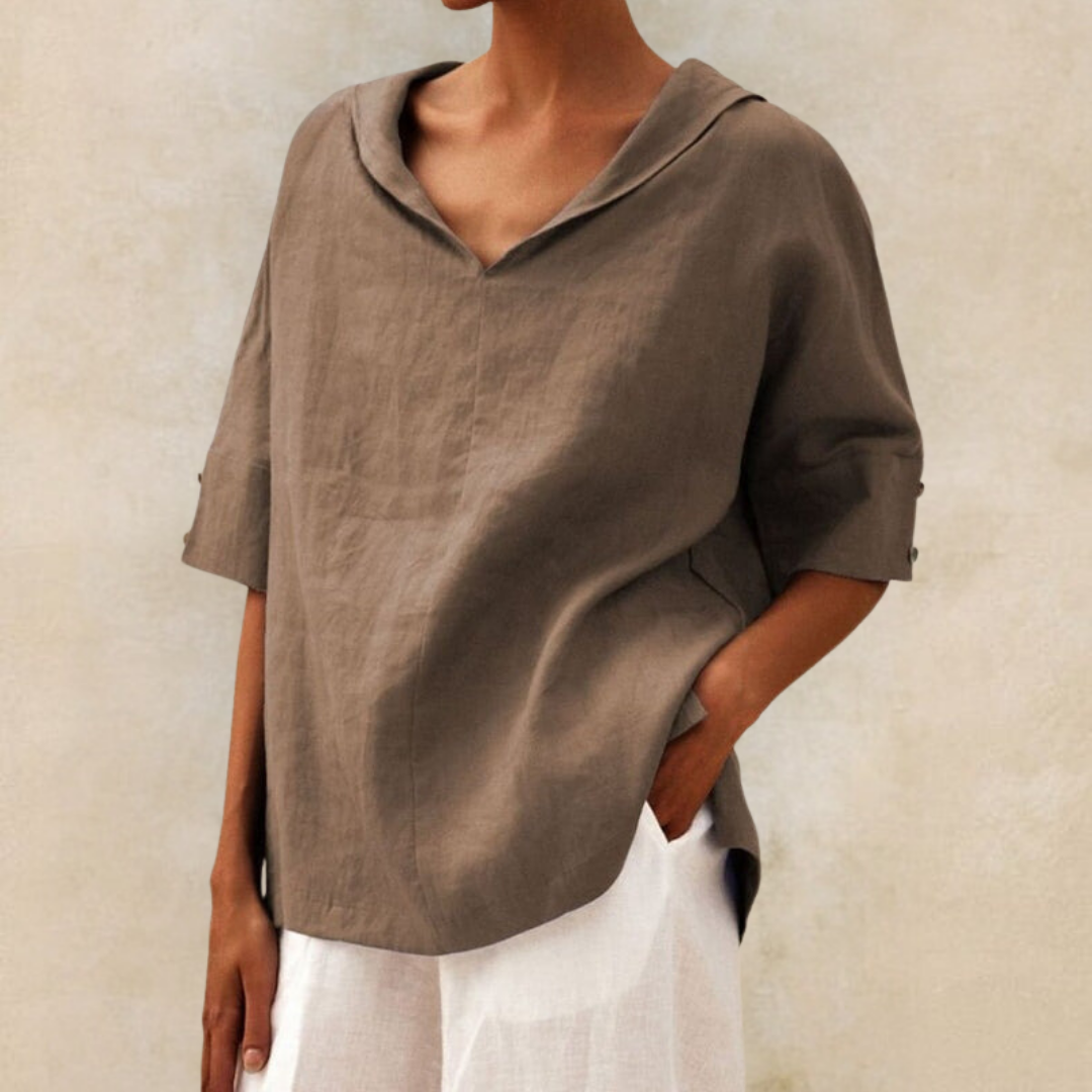 Jamilla Women's Casual V-Neck Linen Top