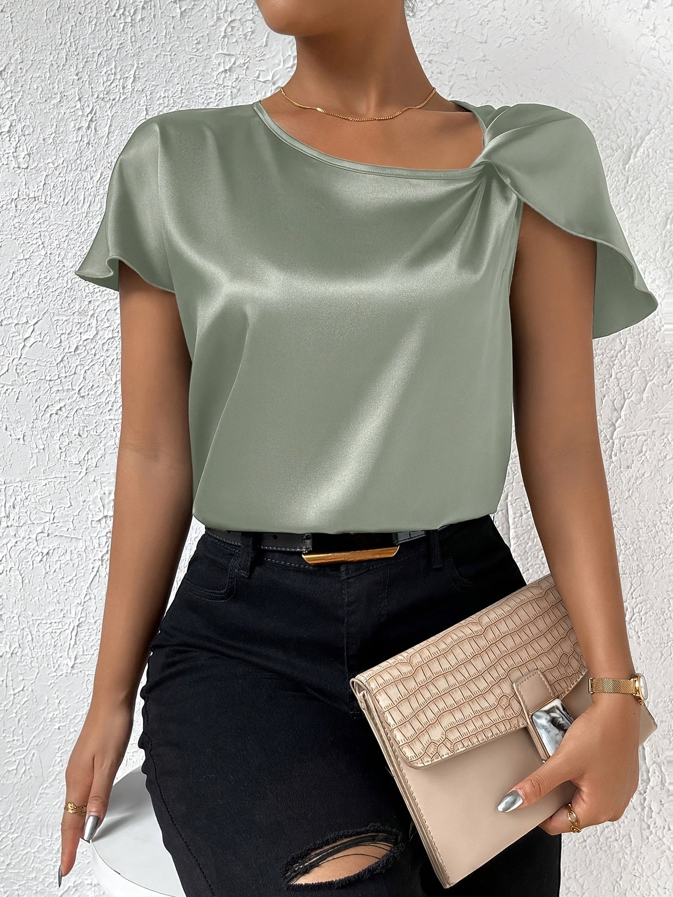 Loretta Stylish Top Featuring Distinctive Shoulder Design