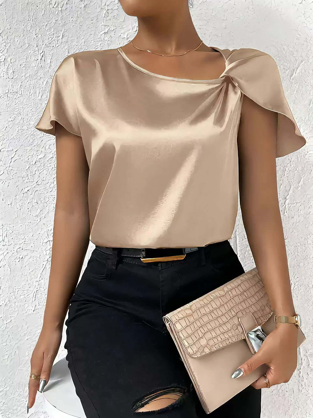 Loretta Stylish Top Featuring Distinctive Shoulder Design