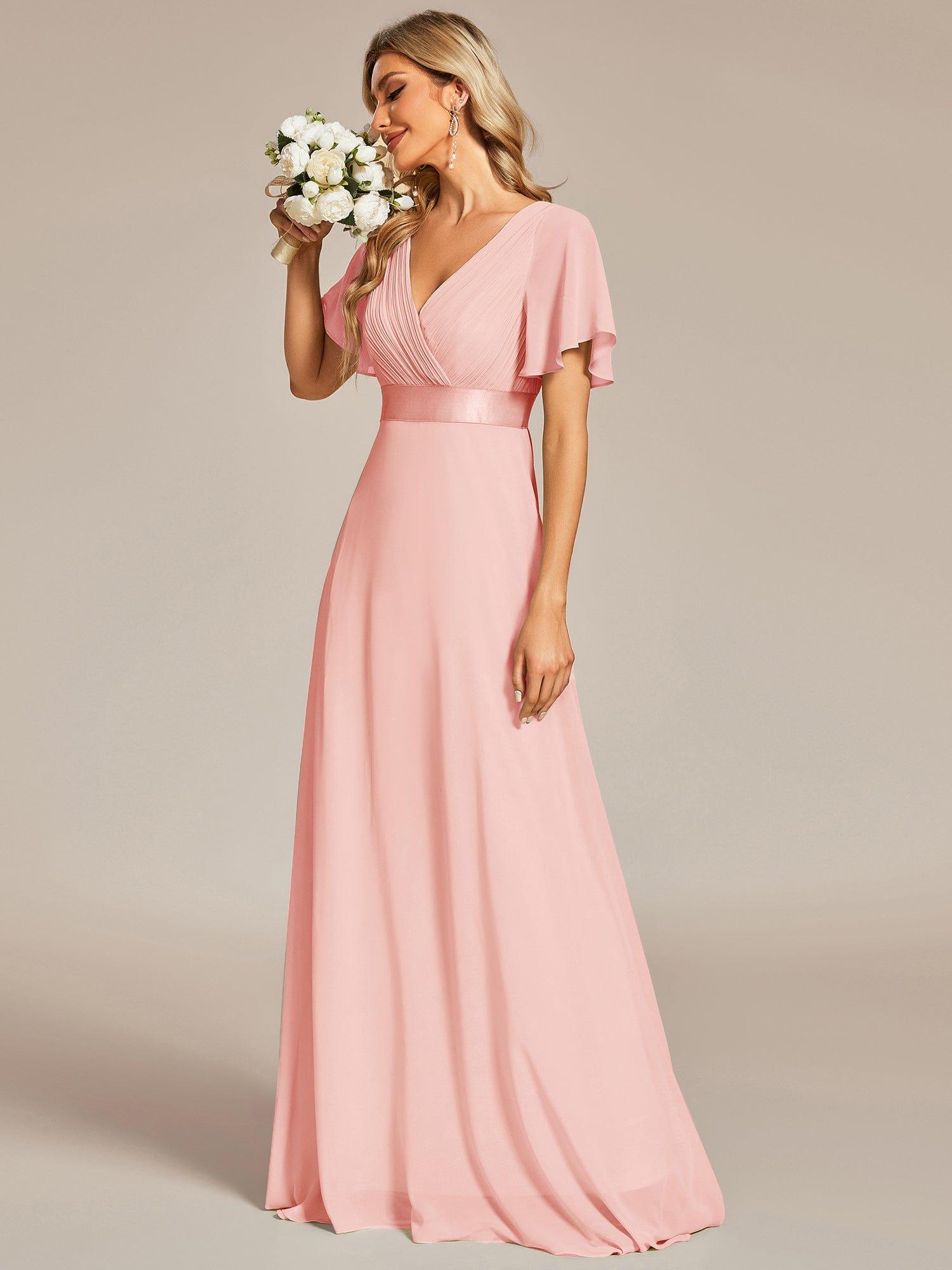 Monique | Elegant Long Bridesmaid Dress with Empire Waist