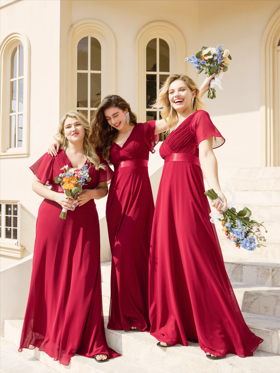 Monique | Elegant Long Bridesmaid Dress with Empire Waist