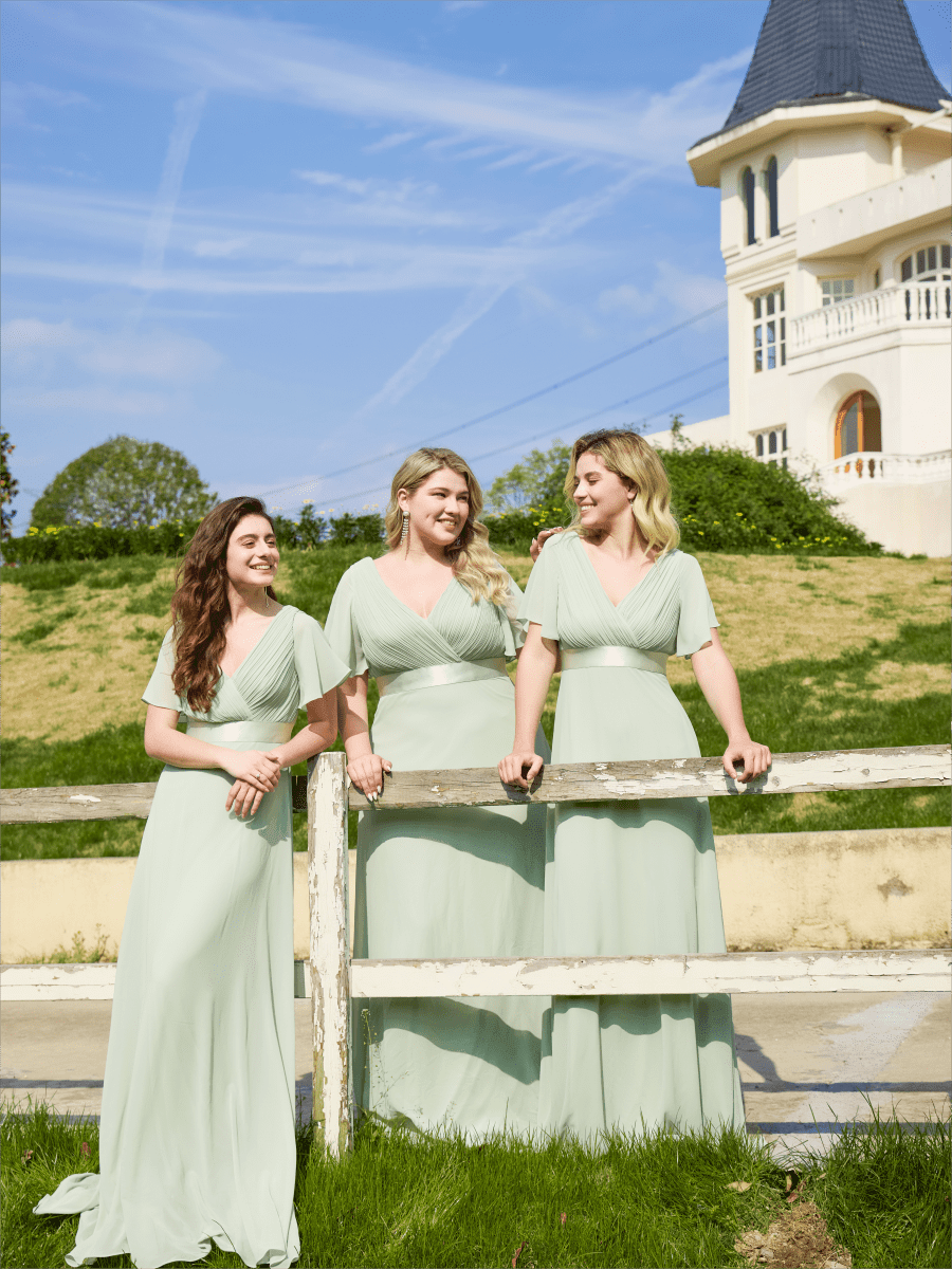 Monique | Elegant Long Bridesmaid Dress with Empire Waist
