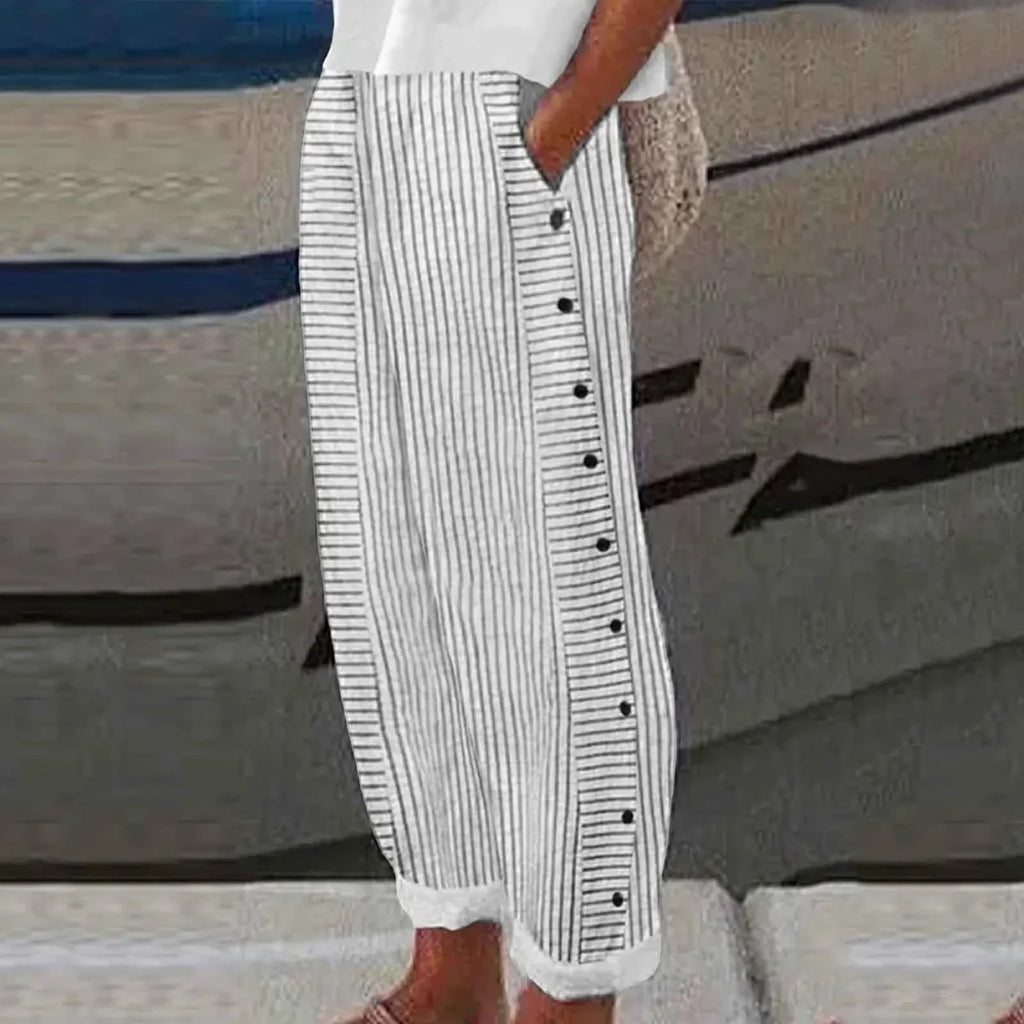 Anna - Striped Seabreeze Button Trousers