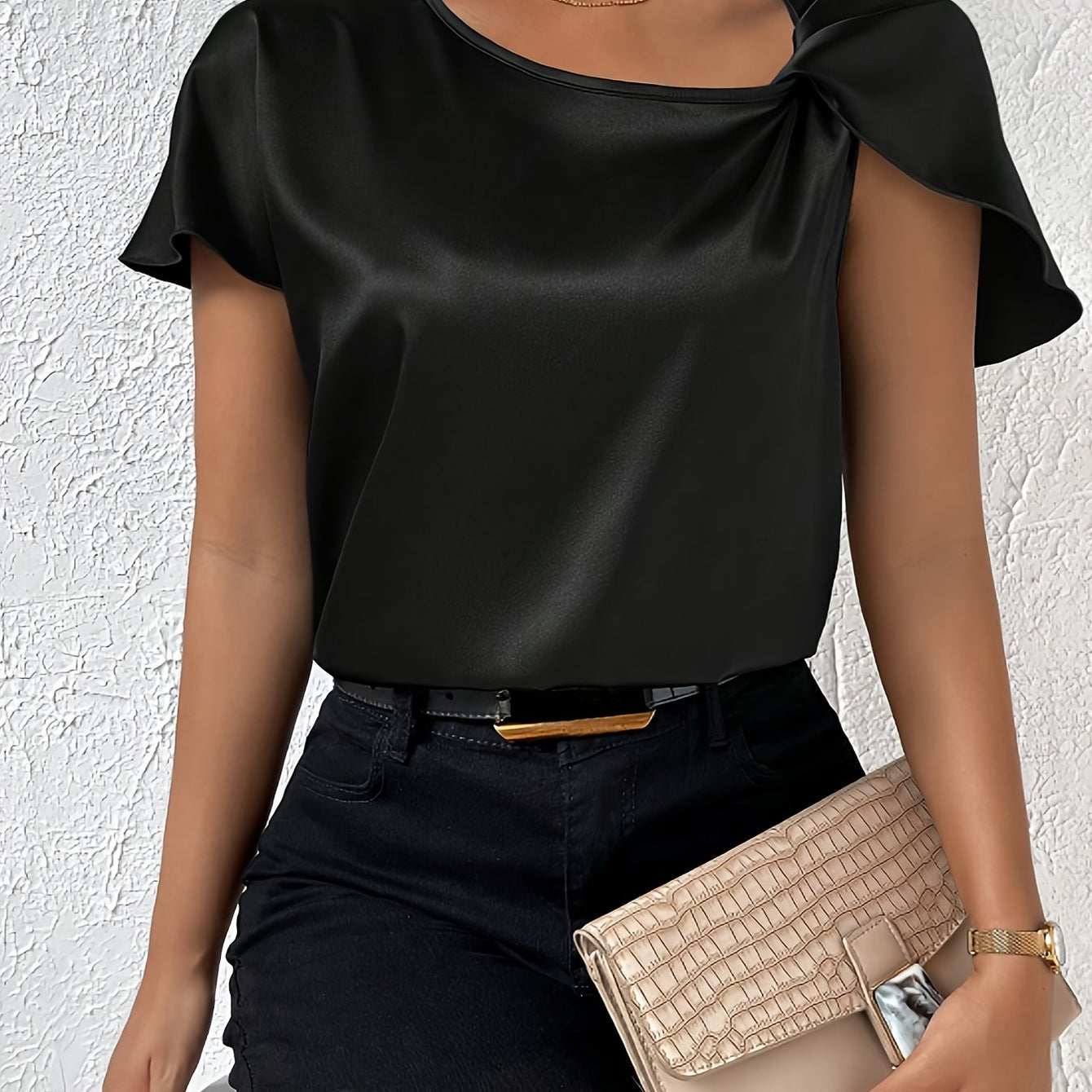 Loretta Stylish Top Featuring Distinctive Shoulder Design