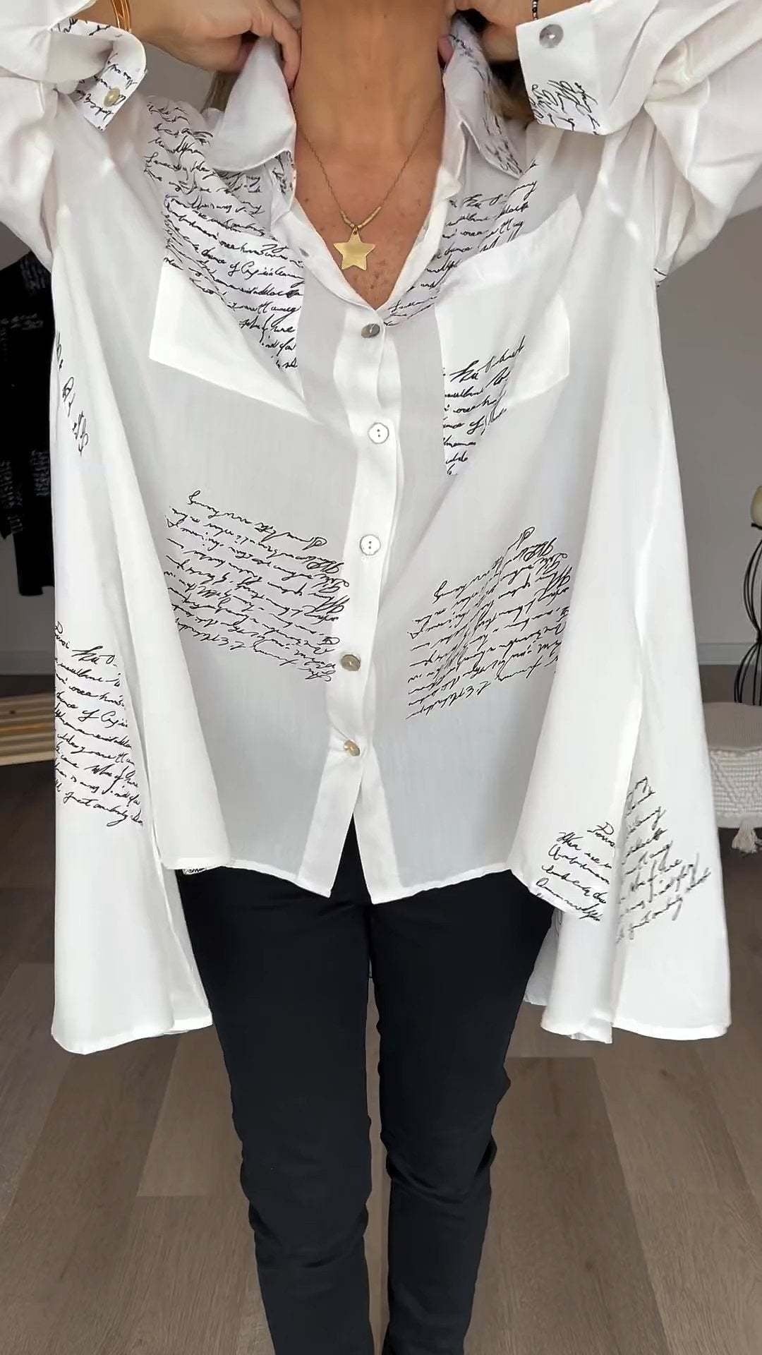 Callista Handwritten Style Button-Up Shirt