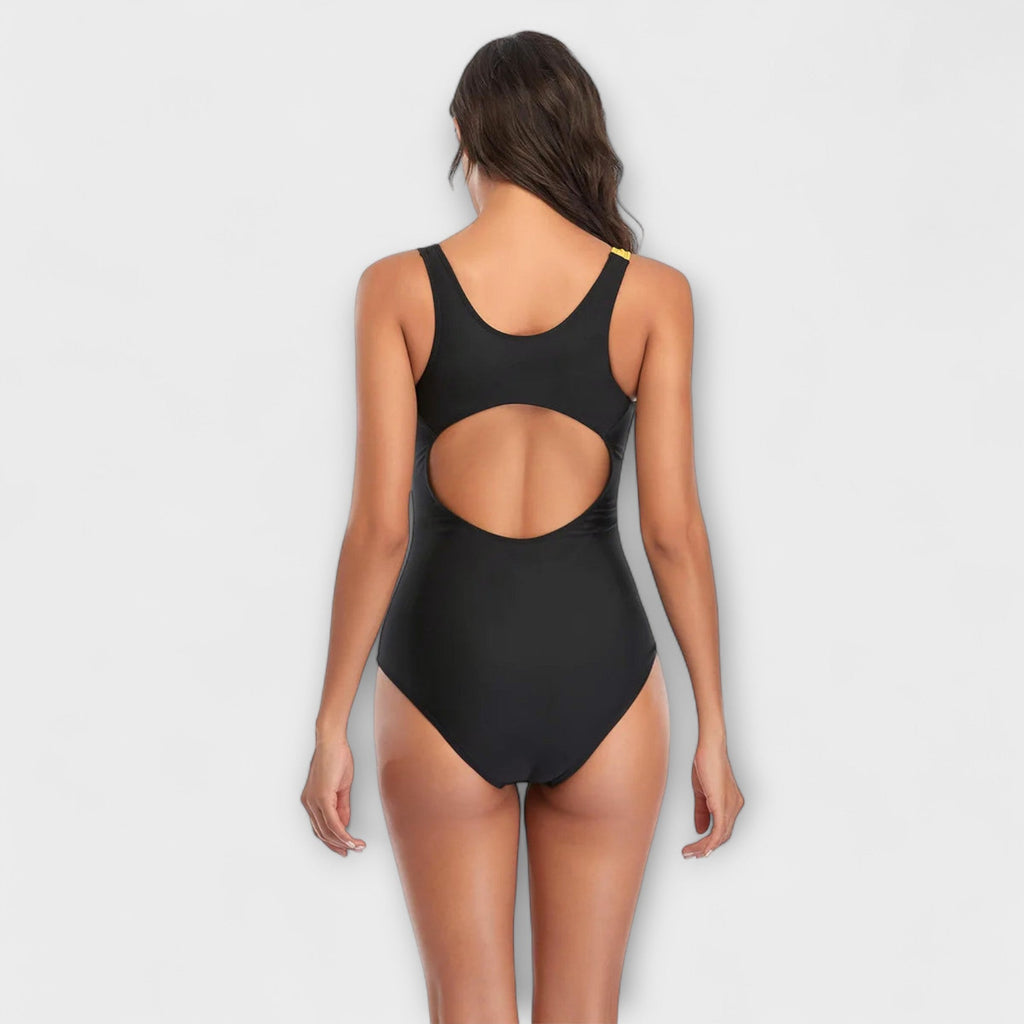 Sporty One-Piece Swimsuit with Back Cut-Out