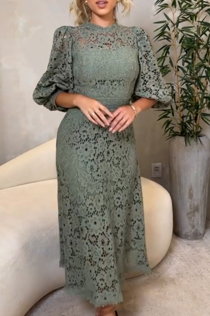 Layla | Lace-Trimmed Lantern Dress