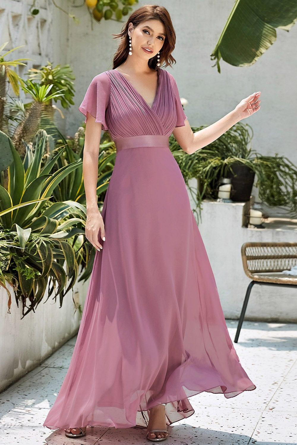 Monique | Elegant Long Bridesmaid Dress with Empire Waist