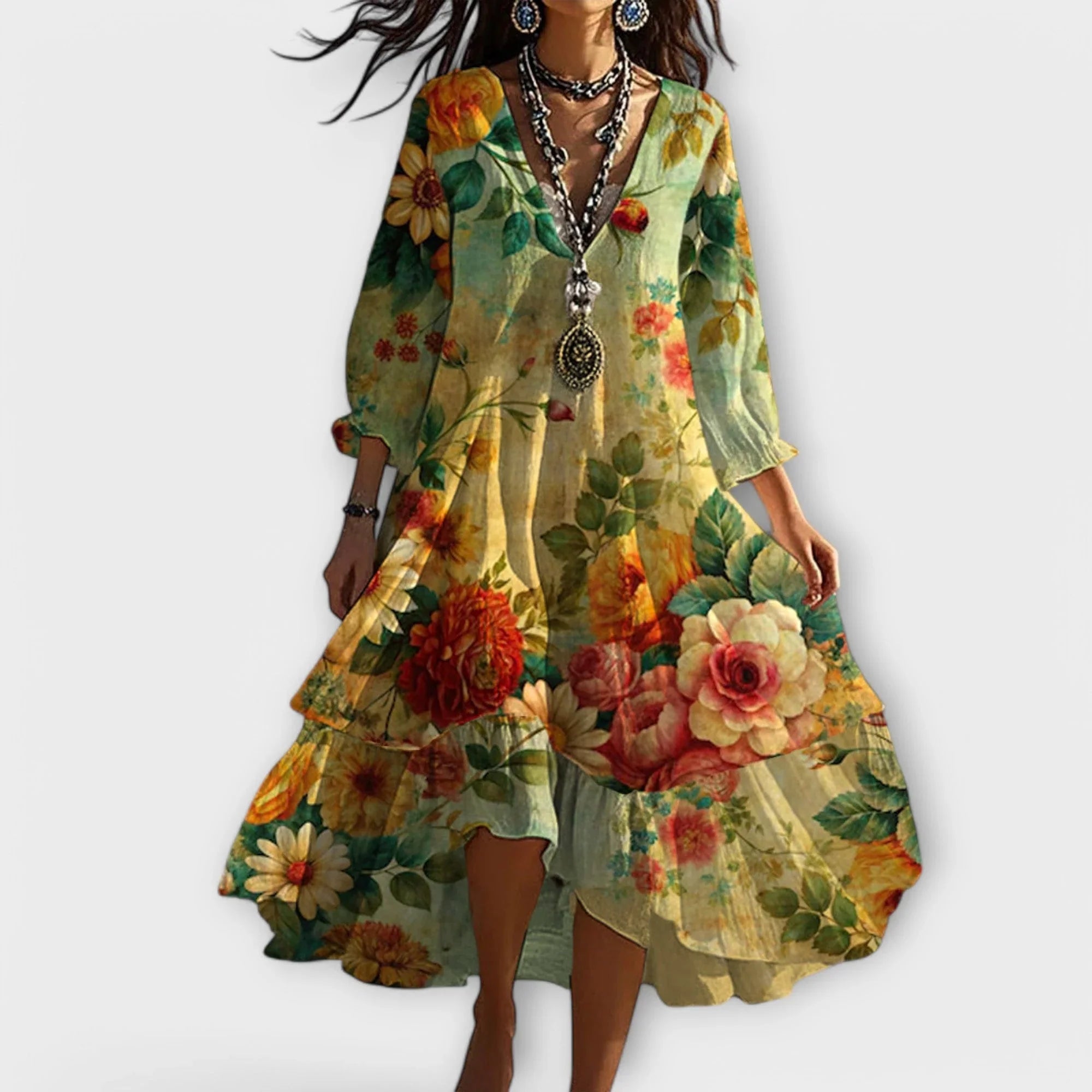 Miles | Vibrant Floral Elegance Dress