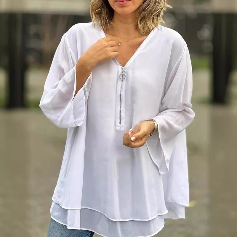 Lorelai Chiffon Zip-Up Blouse
